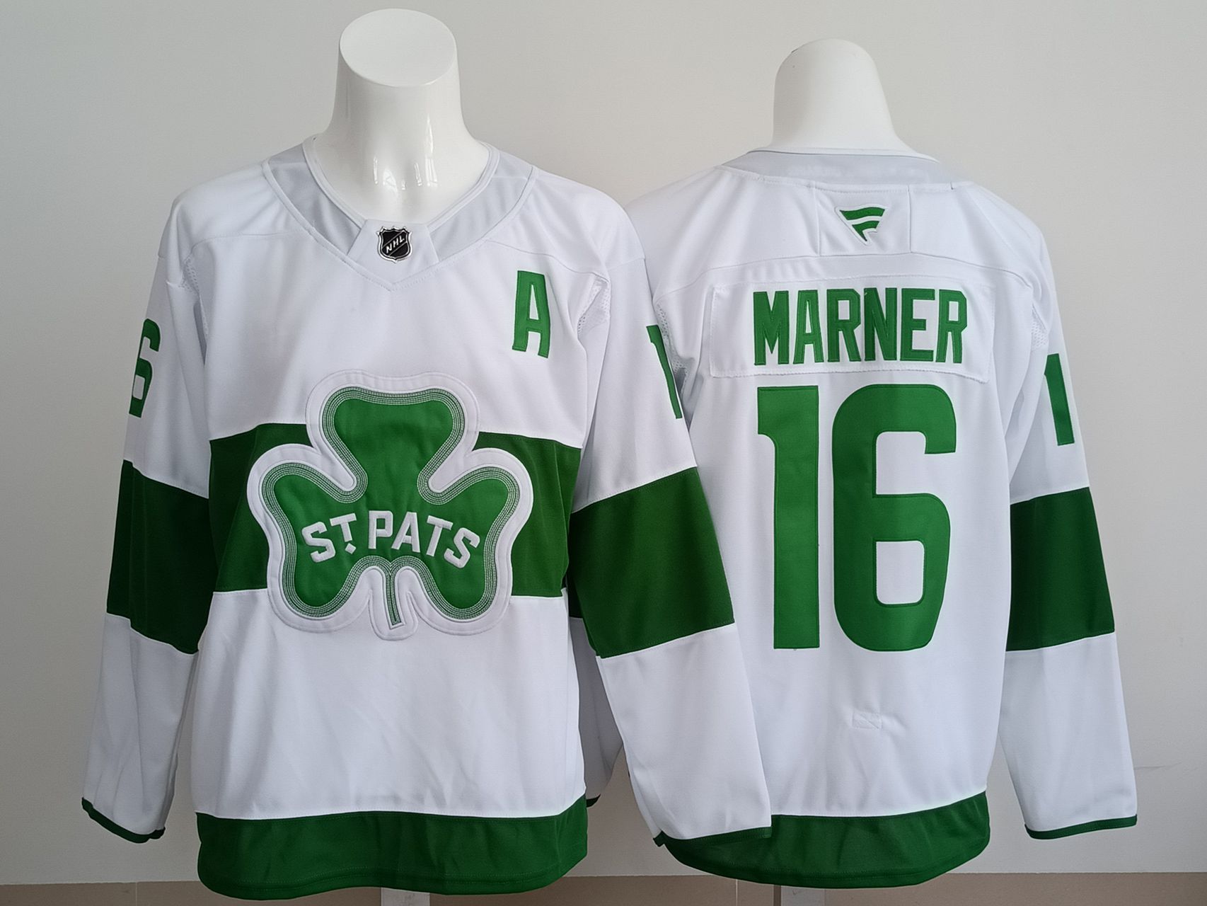Men 2025 Toronto Maple Leafs 16 Marner White Green Fanatics Home Premium NHL Jersey style 1